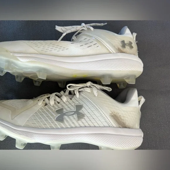 Under Armour White Charged Athletic Baseball Cleats 8.5 YOUTH - Picture 3 of 15